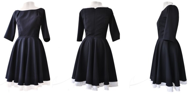czarna sukienka w stylu retro szyta z koła